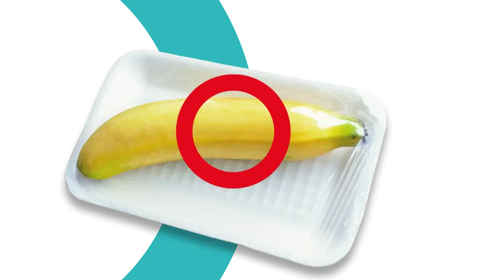 EASY-LIZE - Verpackungslizenz von EKO-PUNKT - Prüfung Recyclingfähigkeit Beispiel Banane in Verpackung 